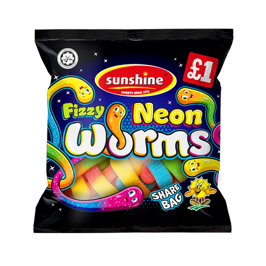 Fizzy Neon Worms - Box of 12