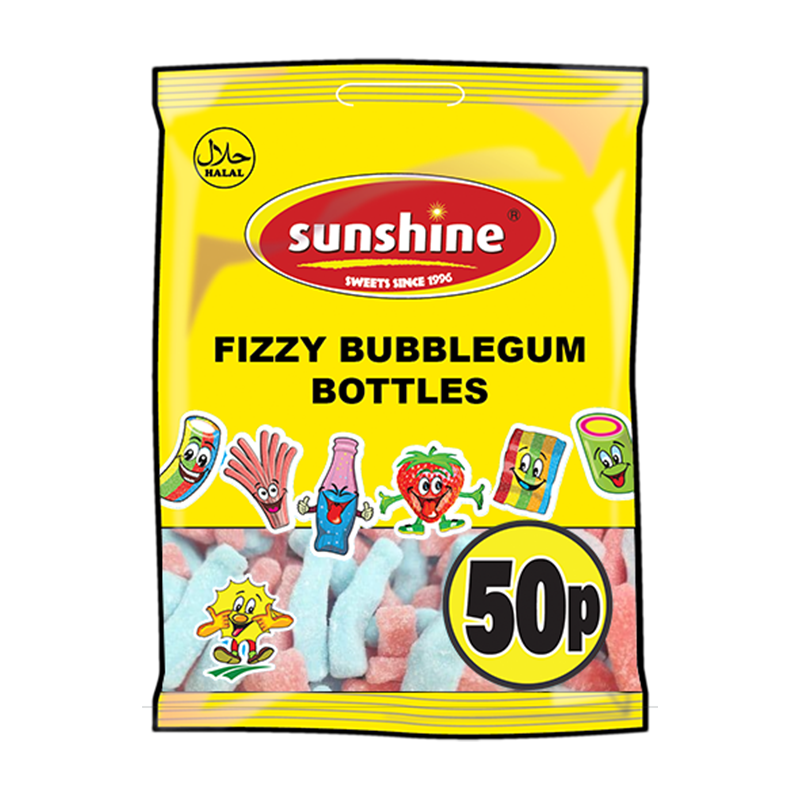 Fizzy Bubblegum Bottles - 1 x12 Packets (Outer)