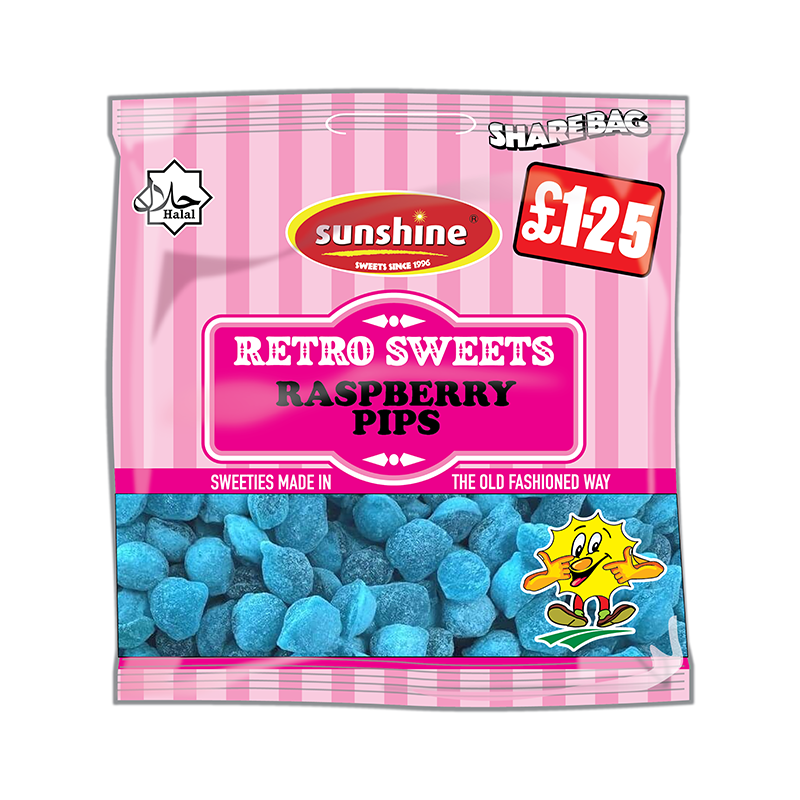 Retro Sweets - Raspberry Pips - Box of 12