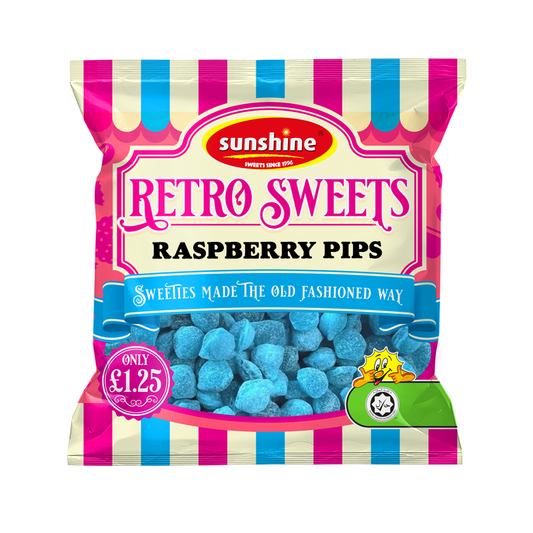 Retro Sweets - Raspberry Pips - Box of 12