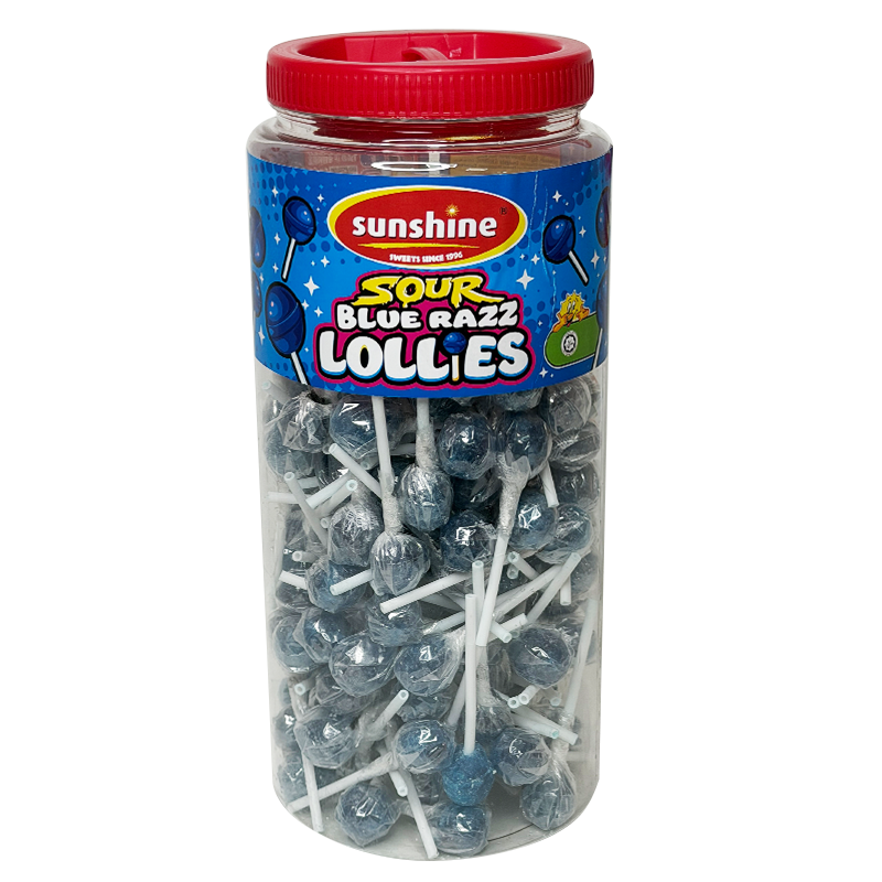 Sour Blue Razz Lollies - 150pcs