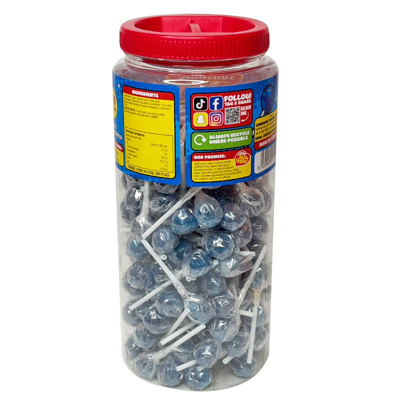 Sour Blue Razz Lollies - 150pcs
