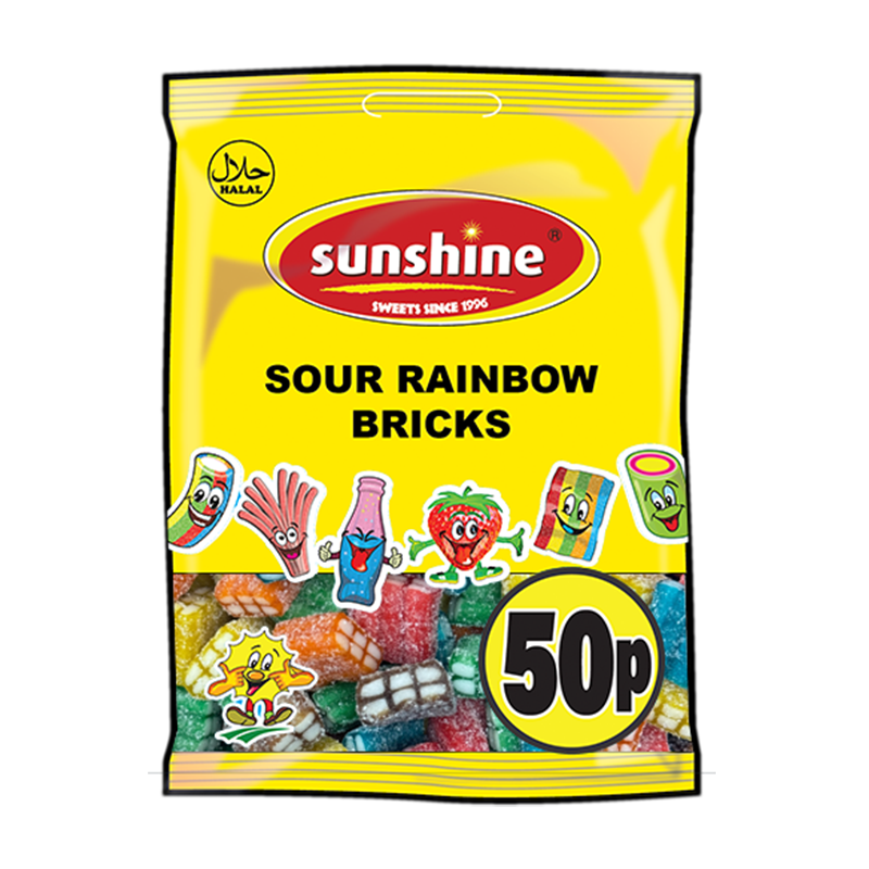 Sour Rainbow Bricks - 1 x 12 Packets (Outer)